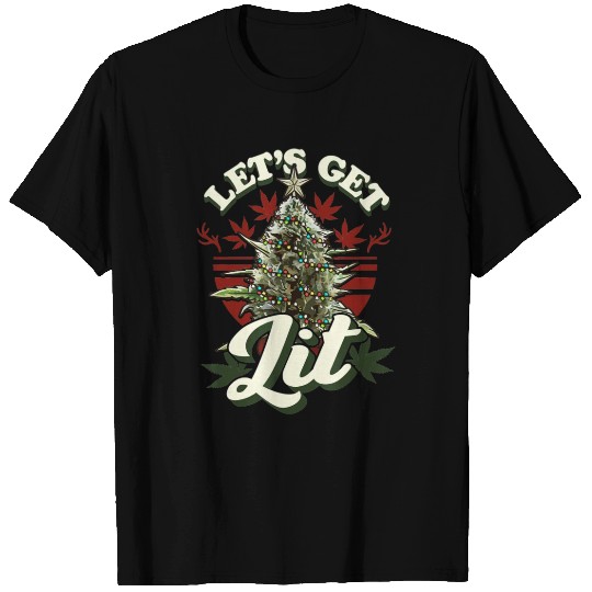 Weed Christmas T Shirts - Lets Get Lit - Stoner Gifts