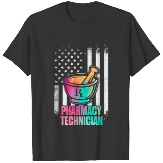 Pharmacy Technician Flag Art Certified Pharma T-shirt