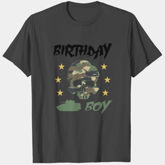 Birthday Boy Army - Camouflage Skull Tank T Shirts
