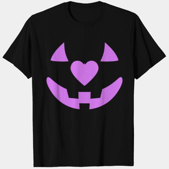 Halloween Pumpkin Face Purple Heart Nose T Shirts