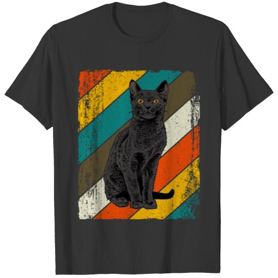 Black Cat Yellow Eyes Vintage Black Cat Lover Retr T-shirt