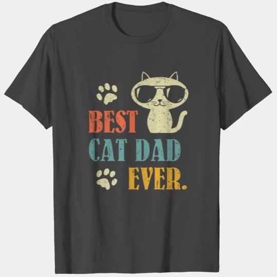 Retro Best Cat Dad Ever Funny Kitten Lover For Men T Shirts