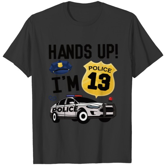 13th Birthday Gift Police Officer 13 Year Old Boy T-shirt
