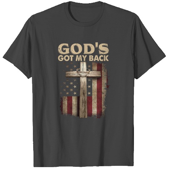 Vintage American Flag God's Got My Back T Shirts, Cro