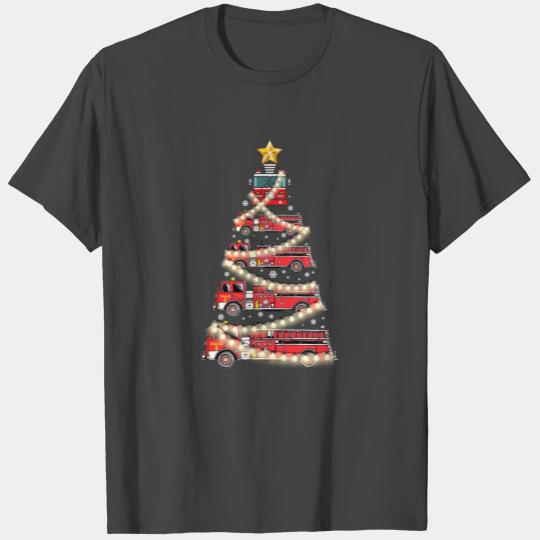 Firefighter Truck Christmas Tree Xmas Fireman Gift T Shirts