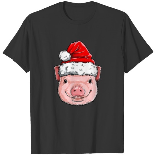 Pig Christmas Santa Hat Xmas Farm Farmer Gift T Shirts