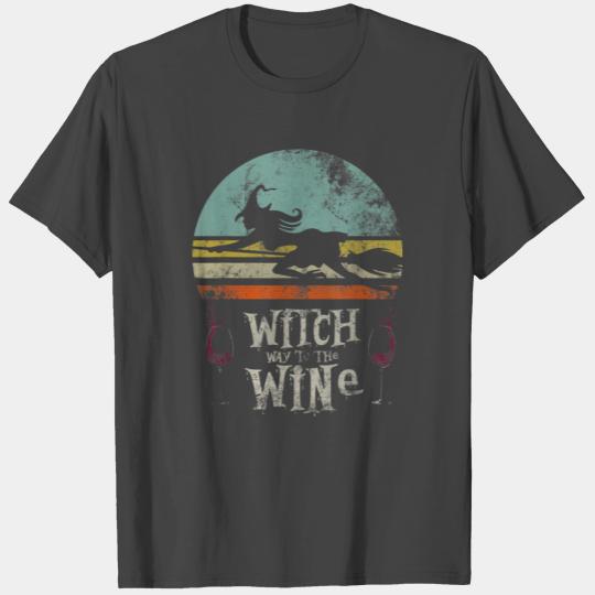 Witch Way To The Wine Halloween Wine Lover Vintage T Shirts