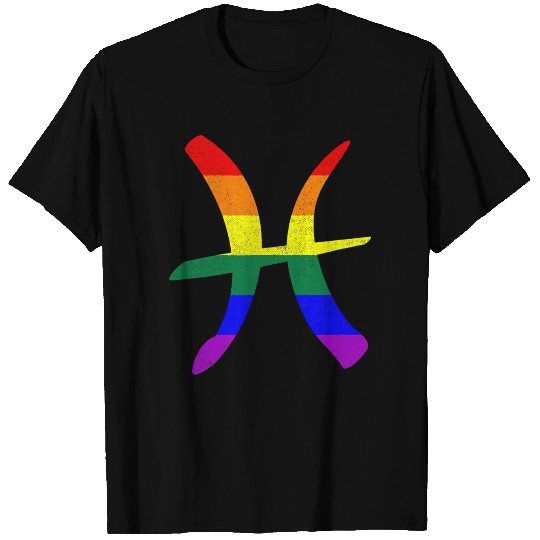 LGBT Gay Pride Flag Pisces Zodiac Sign T Shirts