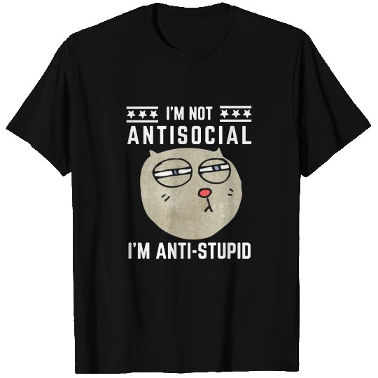Annoyed cat anti stupid T Shirts