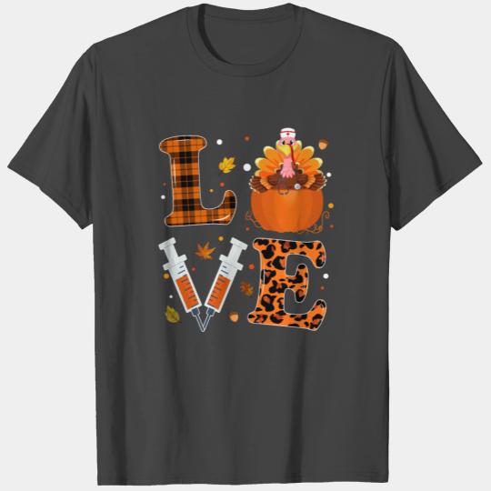 LOVE Nurse Thanksgiving Funny Turkey And Pumpkin T Shirts