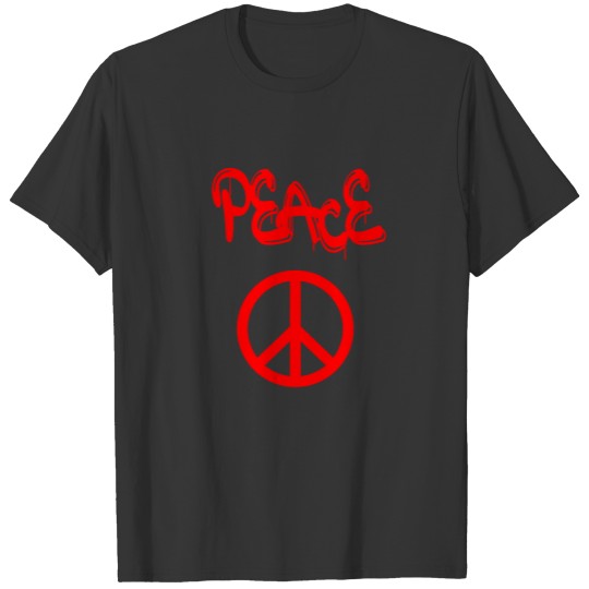 Red Peace Sign with Peace Spelled Out in Graffiti T Shirts