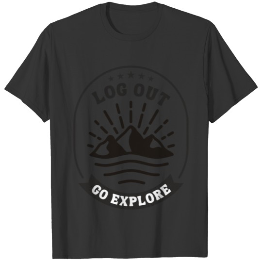 Black White Badge Mountain Adventure T Shirt T-shirt