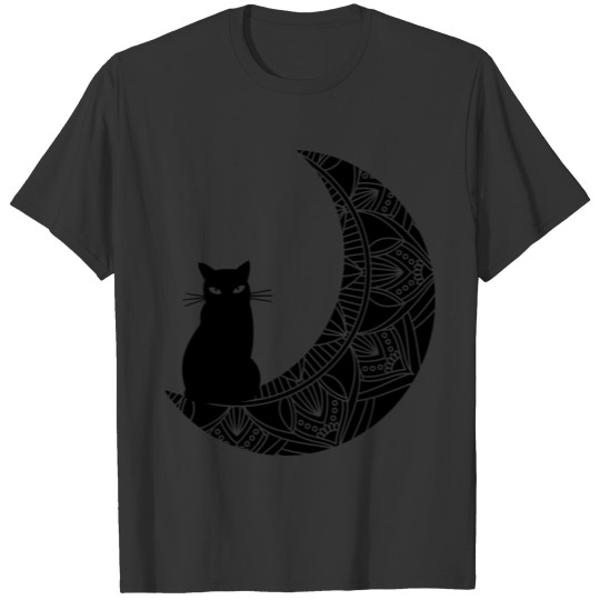 Halloween Mandala Black Cat Moon T-shirt