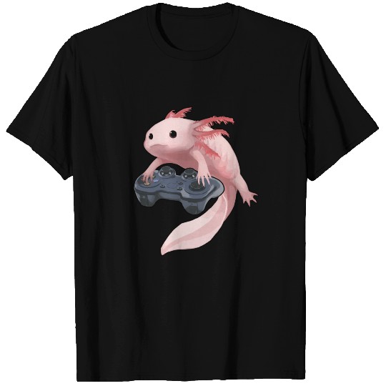 Axolotl Fish Playing Video Game Cute Salamander T Shirts