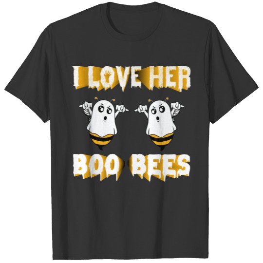 I love her boo bees Halloween couples costume T Shirts