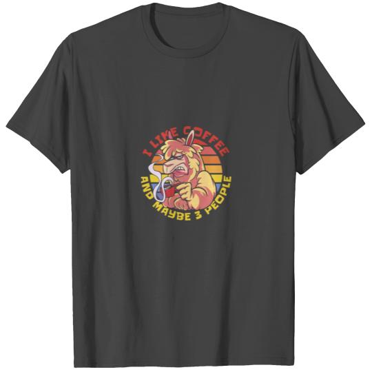 Angry alpaca animal drink coffee T Shirts