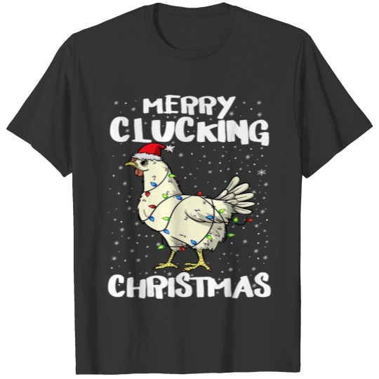 Merry Clucking Christmas Pajama Chicken Santa T-shirt