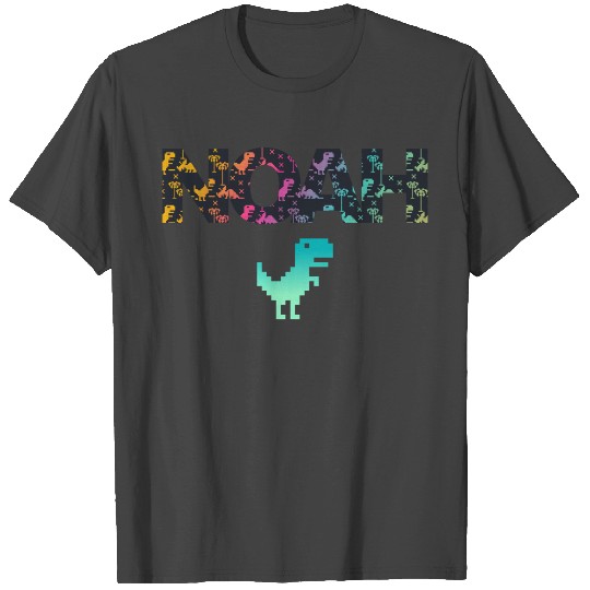 Noah - Cool boy's name with cute dinosaurs T Shirts