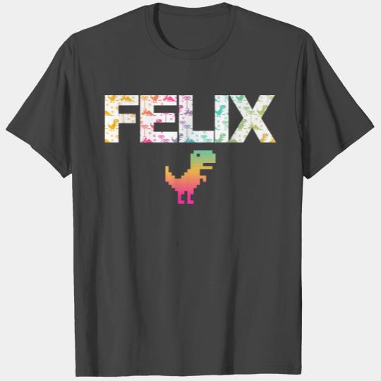 Felix - Cool boy's name with cute dinosaurs T Shirts