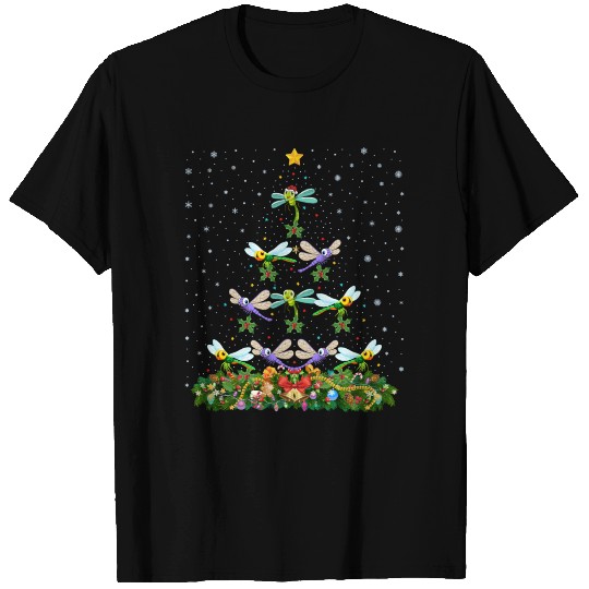 Dragonfly Bird Christmas Tree T Shirts