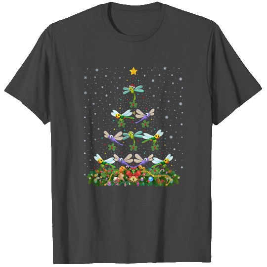 Dragonfly Bird Christmas Tree T Shirts