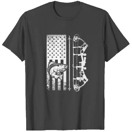 American Flag Bowfishing T Shirts, Walleye Fishing Sh