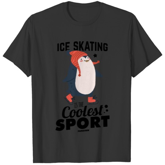 Penguin during ice skating in winter T-shirt