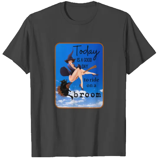 funny Halloween, witch on a broom,sexy pin up girl T Shirts