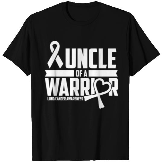 Uncle Lung Cancer Awareness Survivor White Ribbon T Shirts