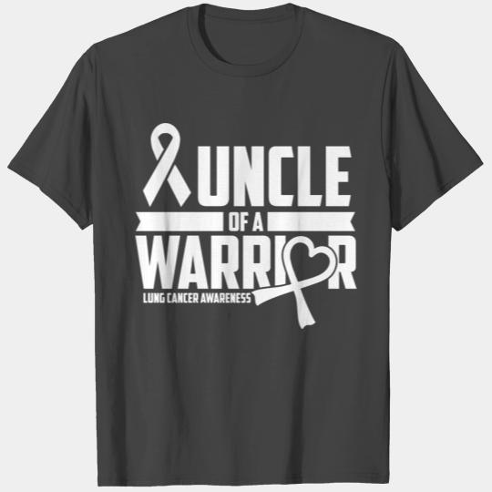 Uncle Lung Cancer Awareness Survivor White Ribbon T Shirts