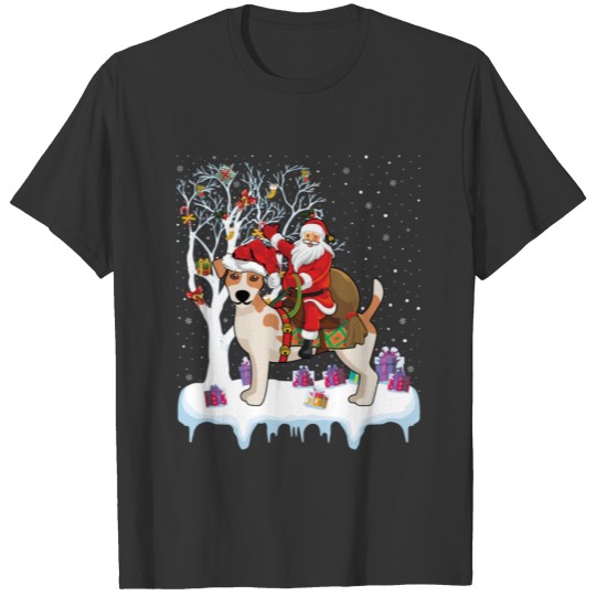 Funny Ugly Santa Riding Jack Russell Terrier Dog C T-shirt