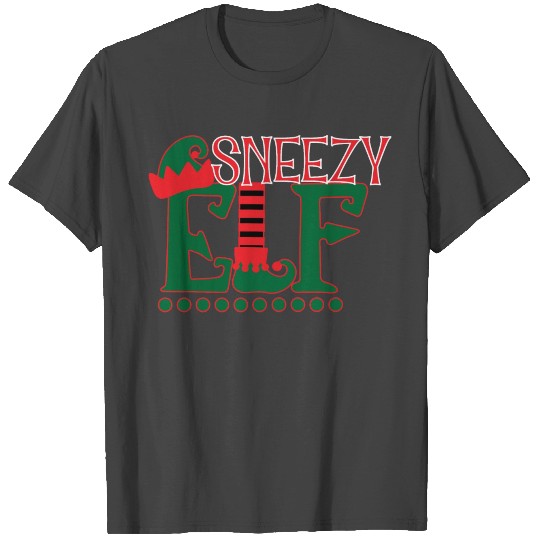 Matching Family Funny The Sneezy Elf Christmas T Shirts