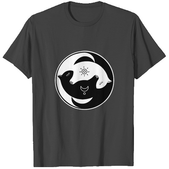 yin and yang cats cat black white ying T Shirts