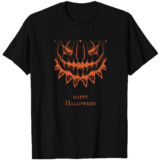 Orange Creepy Pumpkin Halloween T Shirts