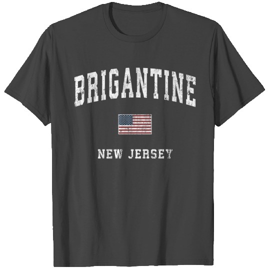 Brigantine New Jersey Nj Vintage American Flag Spo T Shirts