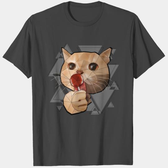 Funny lollipop cat | Dark geometric design T Shirts