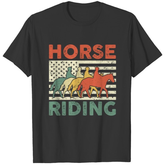 Horse Riding Team Vintage American Flag T-shirt