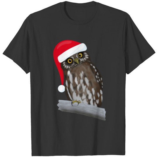 Owl With Santa Hat Night Bird Christmas Gift T Shirts