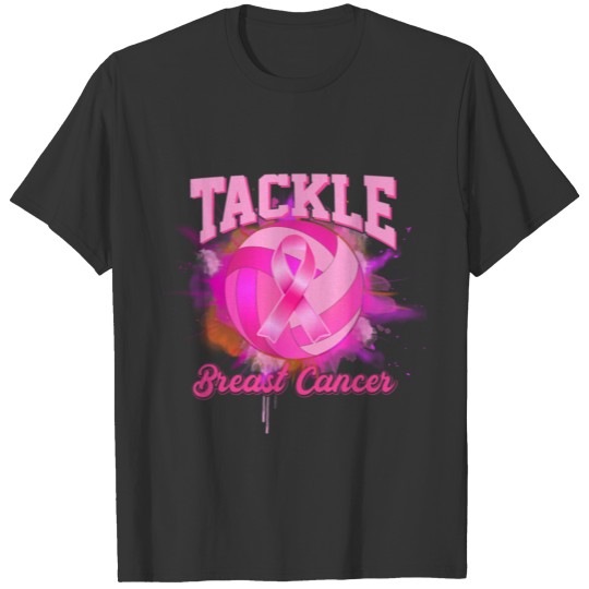Tackle Volleyball Pink Ribbon Breast Cancer T-shirt