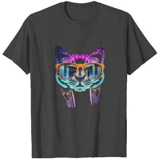 Rainbow DJ Cat - Party Cat - House Cat - Spectrum T Shirts
