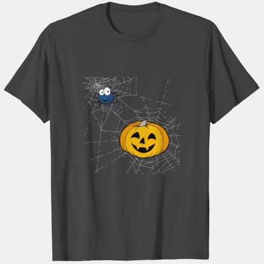 Funny Halloween Spider With Pumpkin T Shirts