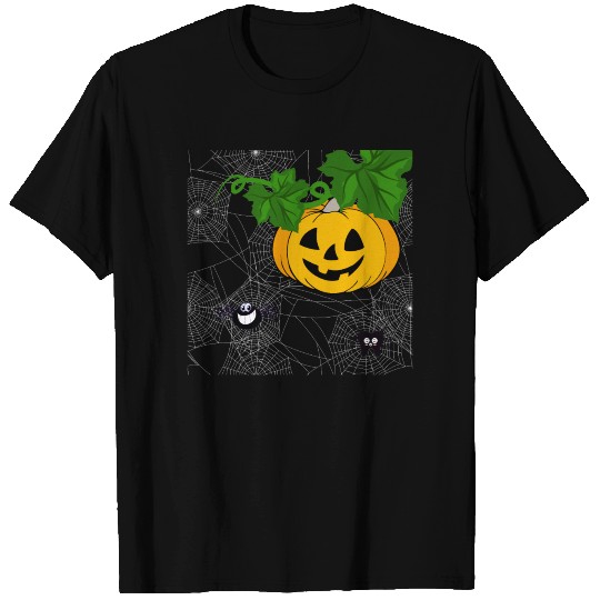 Funny Halloween Spider With Pumpkin T Shirts