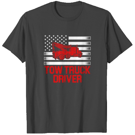 Tow Truck Driver USA Flags Trucker Gift graphic T Shirts