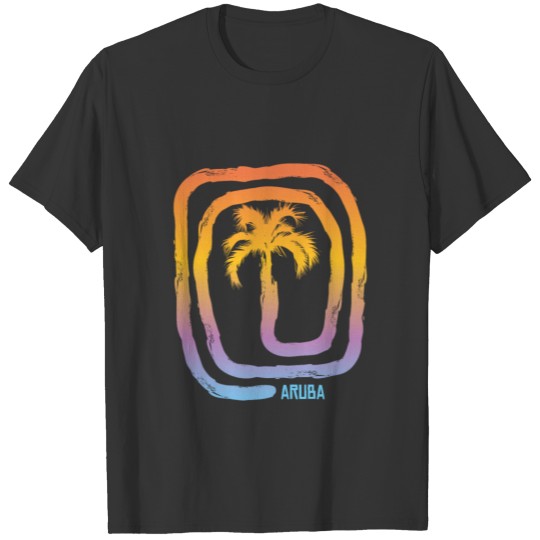 Cool Aruba Beach Palm Tree Vacation Souvenir T-shirt