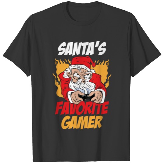 Santas Favorite Gamer Funny Santa Claus Gift T-shirt