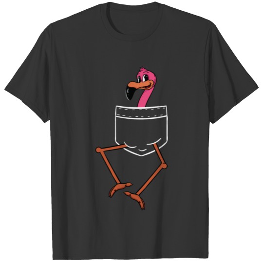 Pink Flamingo Bird Pocket Bag Funny T-shirt