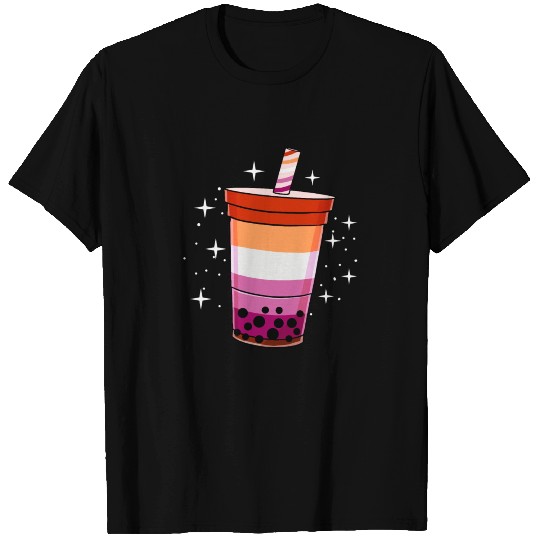 Lesbian Bubble Tea Orange Pink Lesbian Pride T Shirts