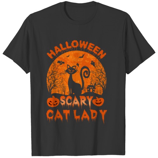 Halloween Scary Cat Lady T-shirt