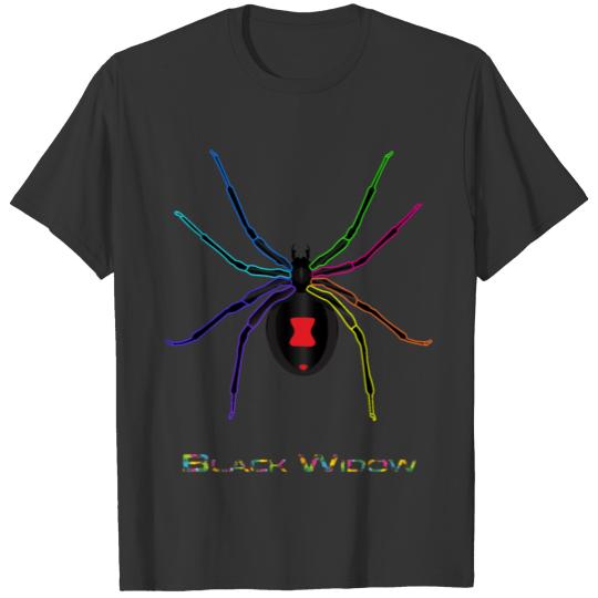 Black Widow Rainbow Design T Shirts