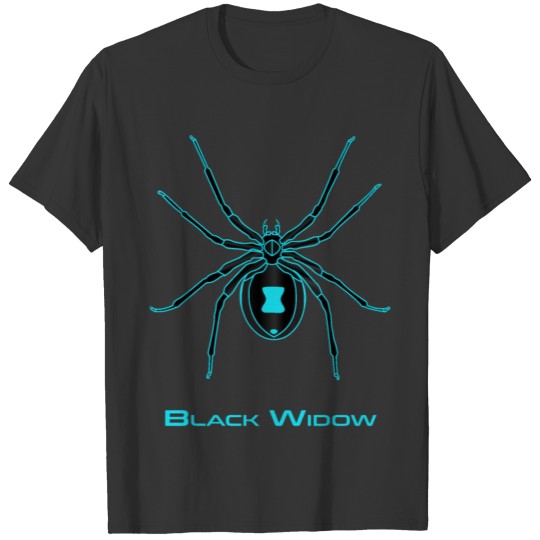 Black Widow Teal Design T Shirts